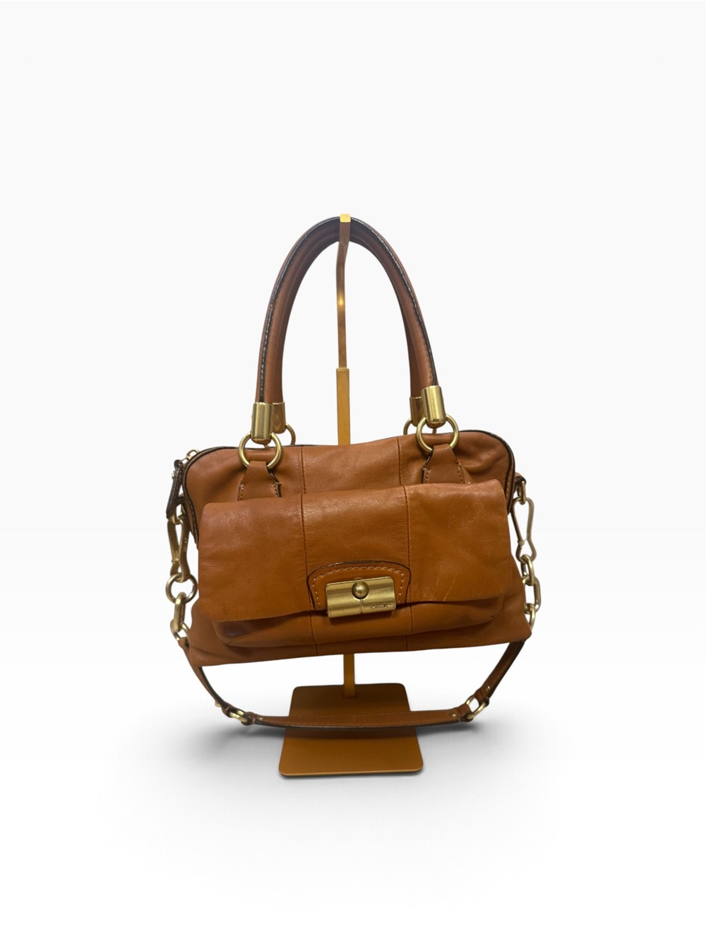 Coach Kristin 14782 Cognac Leather Satchel Shoulder Bag